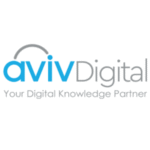 “Aviv Digital logo with blue and gray text and the tagline ‘Your Digital Knowledge Partner.’”
